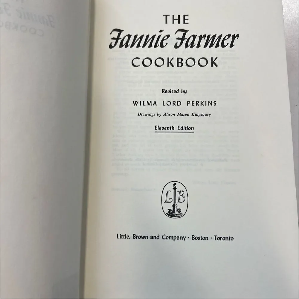 The Fannie Farmer Cookbook by Fannie Merritt Farmer Eleventh Edition Hardcover